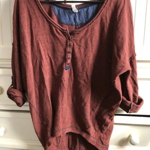 Free people quarter length sleeve shirt
